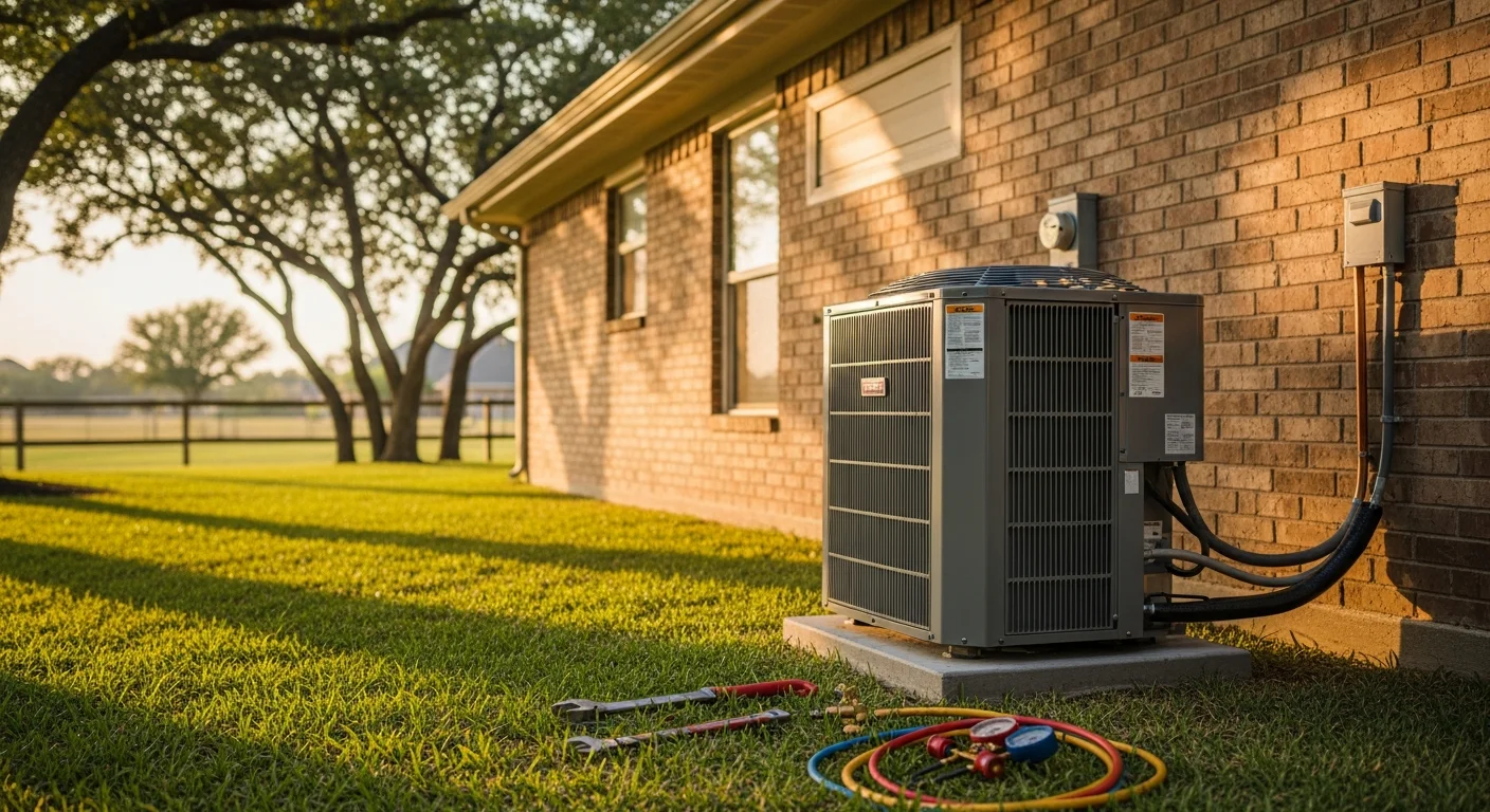 Air conditioning unit installed on the side of a residential home