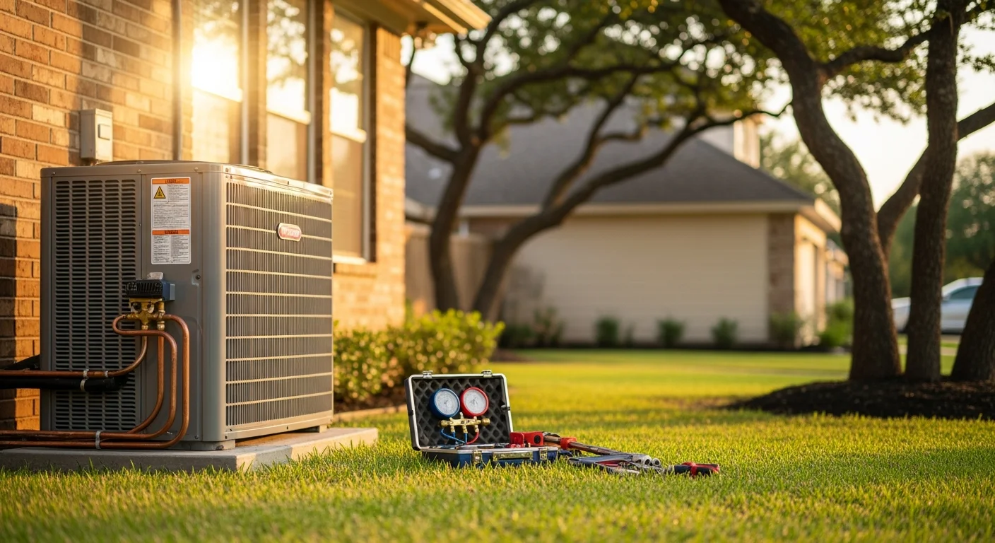 HVAC technician servicing an air conditioning unit